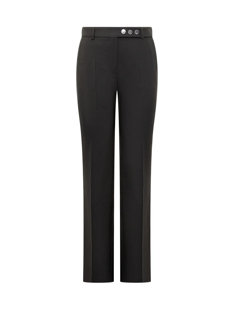 Sportmax Pantaloni Dritti Neri con Dettaglio Bottoni