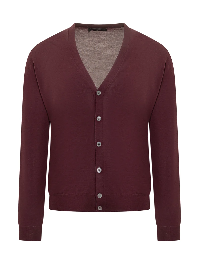Cardigan in Lana Filippo De Laurentiis Bordeaux