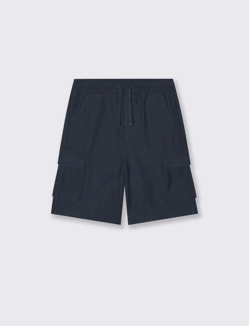 Bermuda in felpa 100% cotone con tasconi - Blu