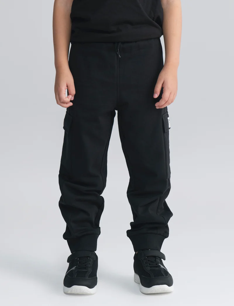 Jogger in cotone con tasconi e coulisse - Nero