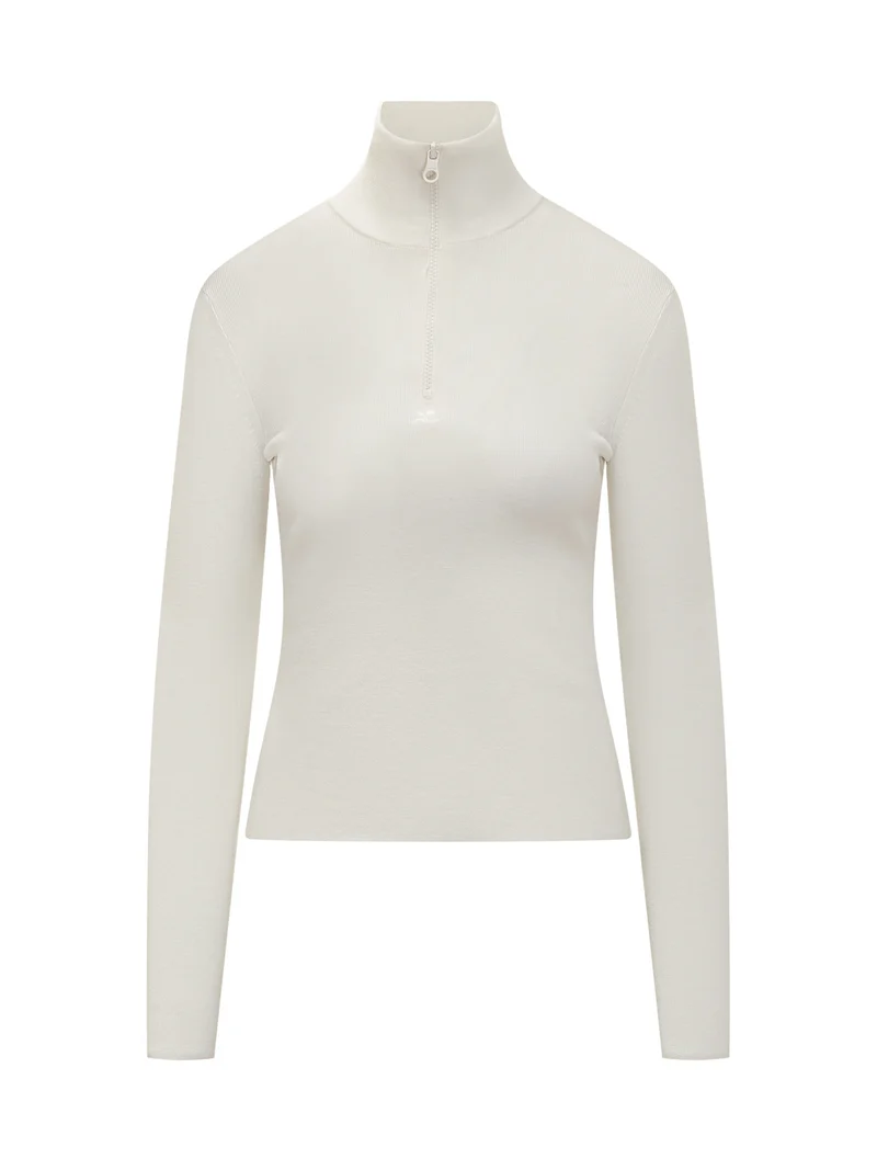 Dolcevita Courrèges bianco con zip