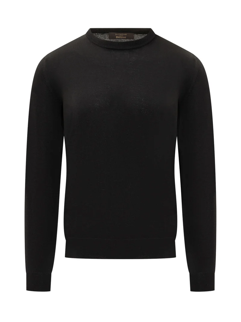Slowear Maglia Nera In Lana Tecnica A Maniche Lunghe