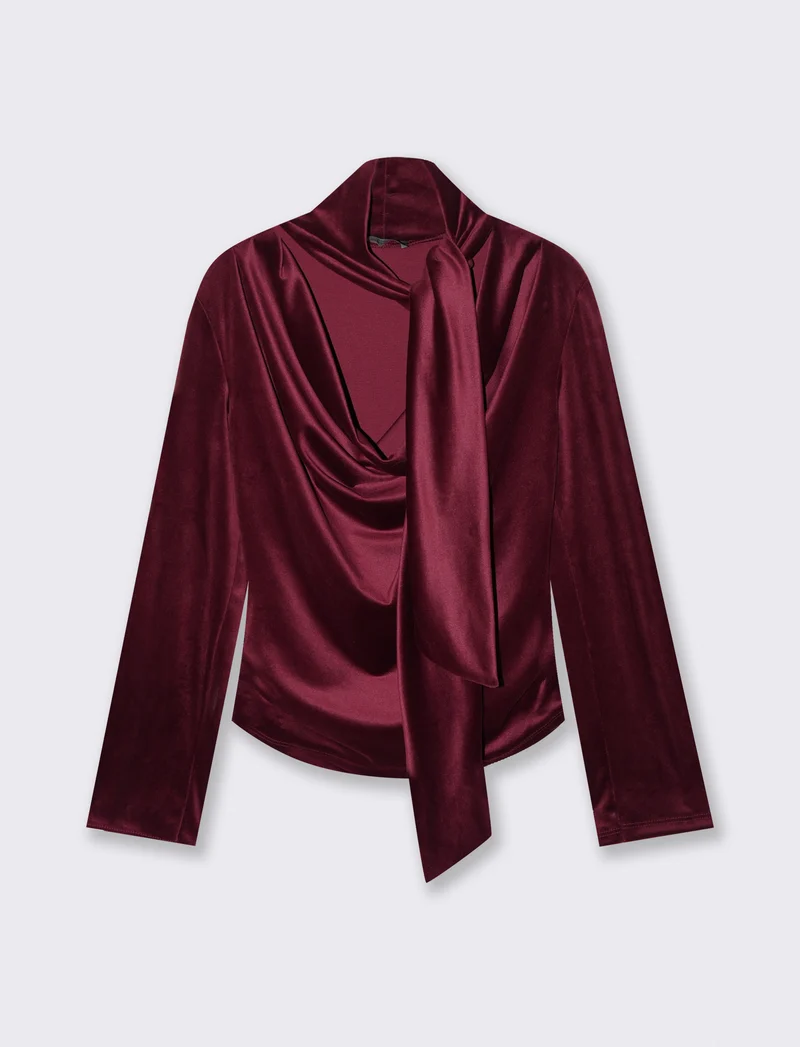 Tshirt manica lunga in ciniglia - Bordeaux