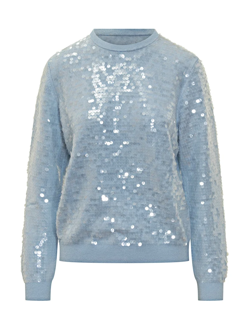 Maglia Celeste con Paillettes SEMICOUTURE