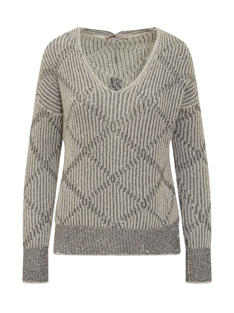 Maglia Exterior in Lurex con Motivo Geometrico