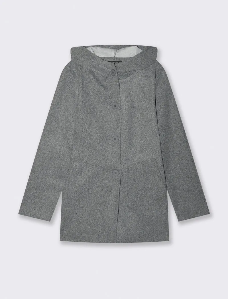 Cappotto con cappuccio - Grigio melange
