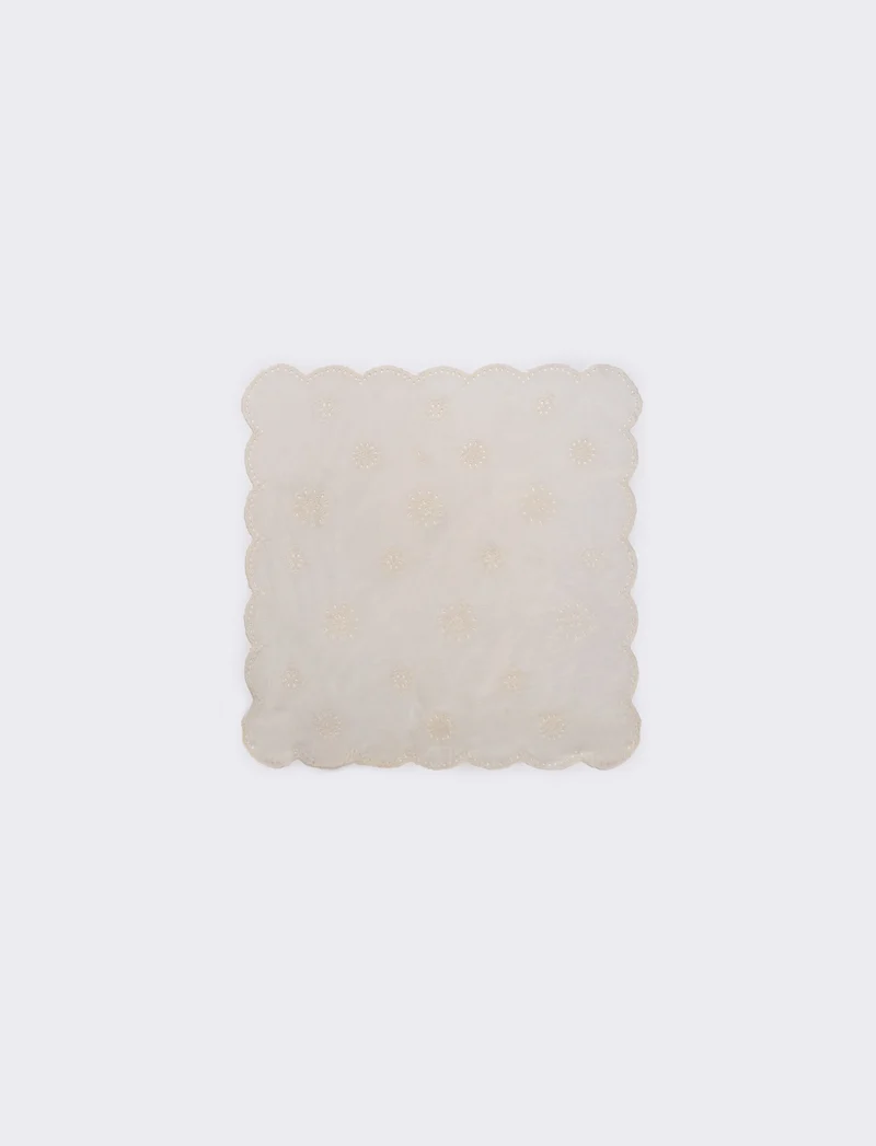 Foulard bambina con pizzo sangallo - Bianco