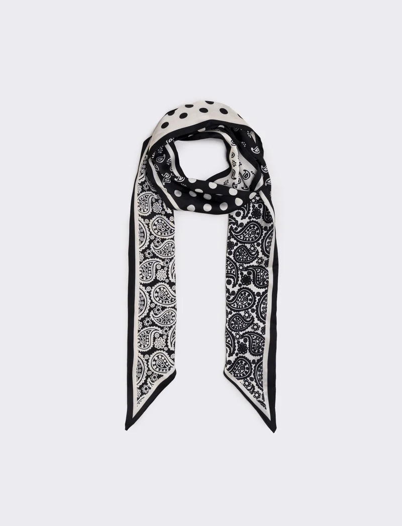Foulard cravatta in satin per donne - Nero