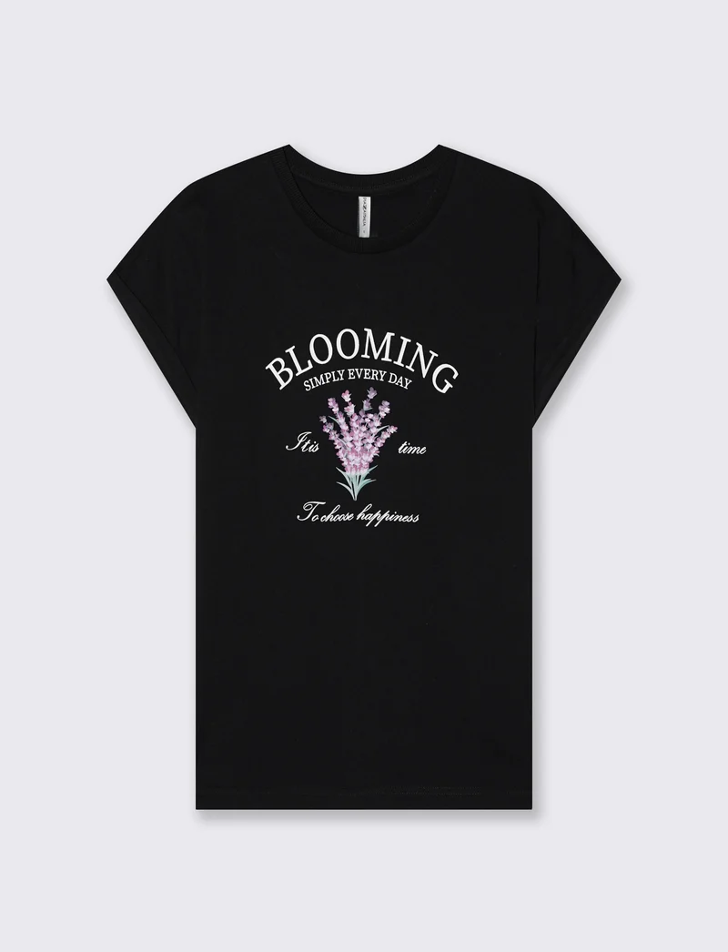 T-Shirt Manica Corta con Stampa e Spalle Scesa - var 3