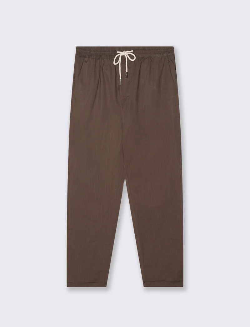 Pantaloni Chino Jogger in Cotone Slub - Moro