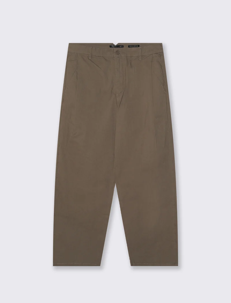 Pantaloni Chino Wide Leg in Popelin - Grigio fango