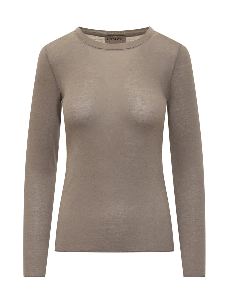 Maglia Purotatto taupe in tessuto leggero