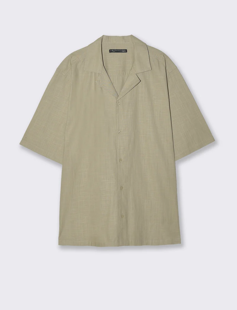 Camicia boxy fit in cotone slub - Verde salvia