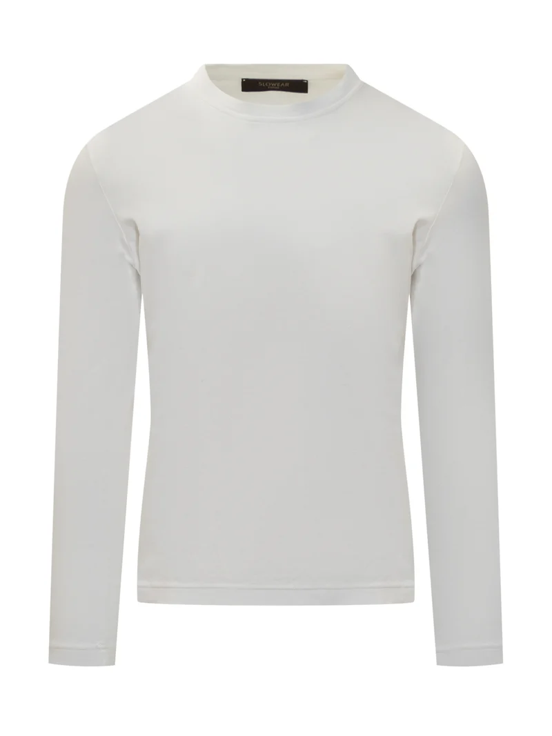Slowear Maglia Bianca In Cotone A Maniche Lunghe