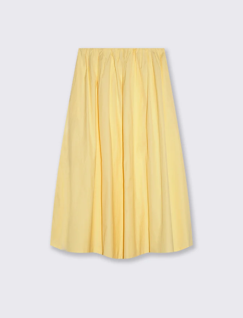 Gonna lunga con elastico e tasche fianchi - Giallo pastello