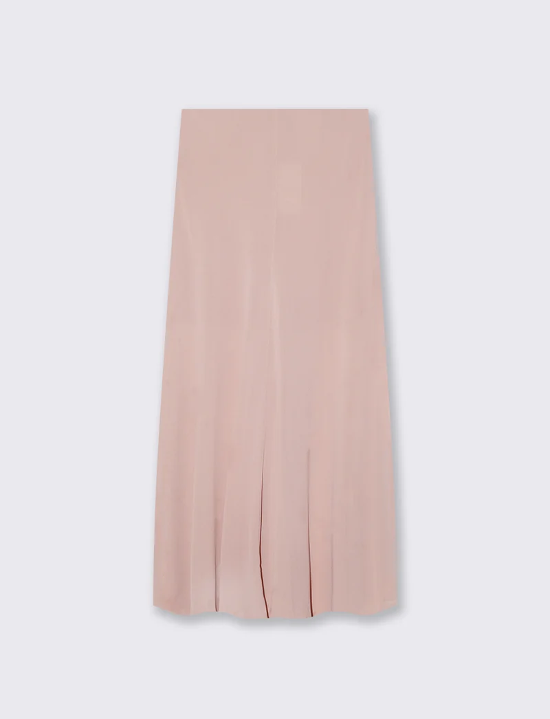 Gonna Lunga Foderata con Elastico in Vita - Rosa antico