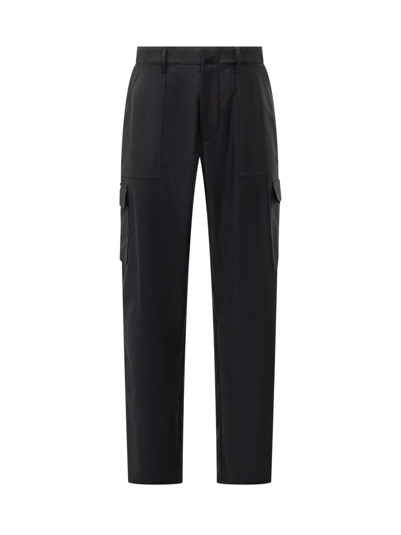 Etro Pantaloni Cargo Neri in Lana Uomo