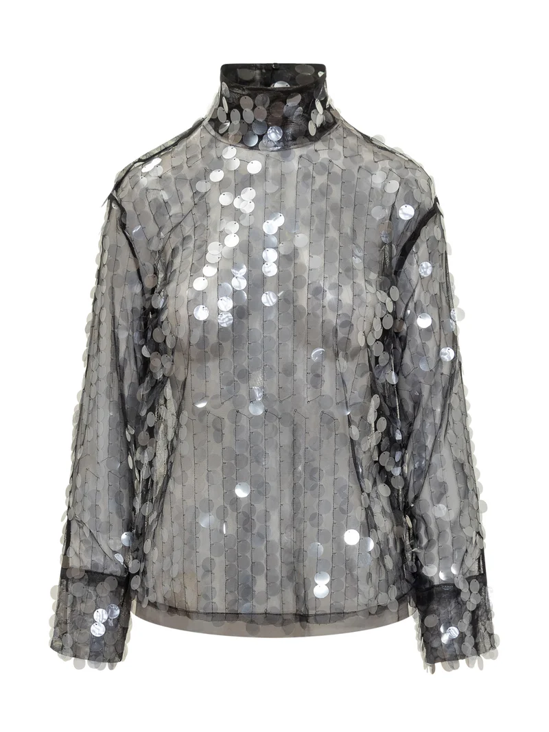 Top Argento con Paillettes Semicouture