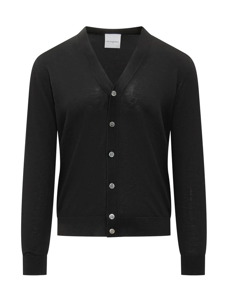 Cardigan Nero Knit De Monsieur