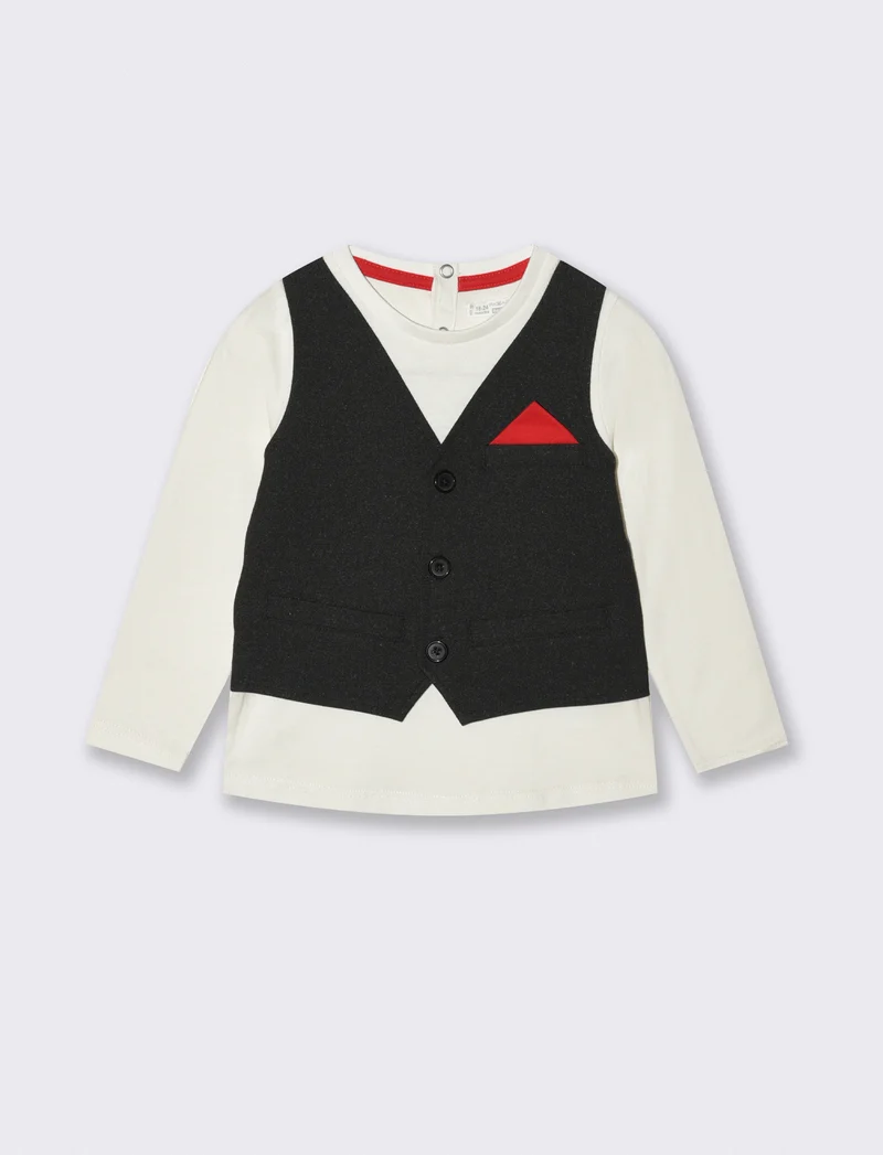 T shirt con gilet - Bianco latte