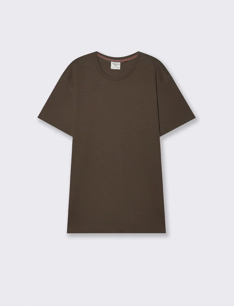 T-shirt cotone jacquard maniche corte - Moro