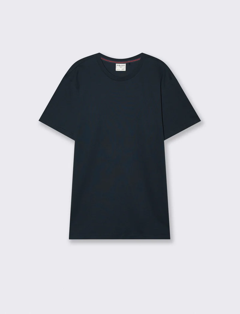 T-shirt cotone jacquard maniche corte - Blu