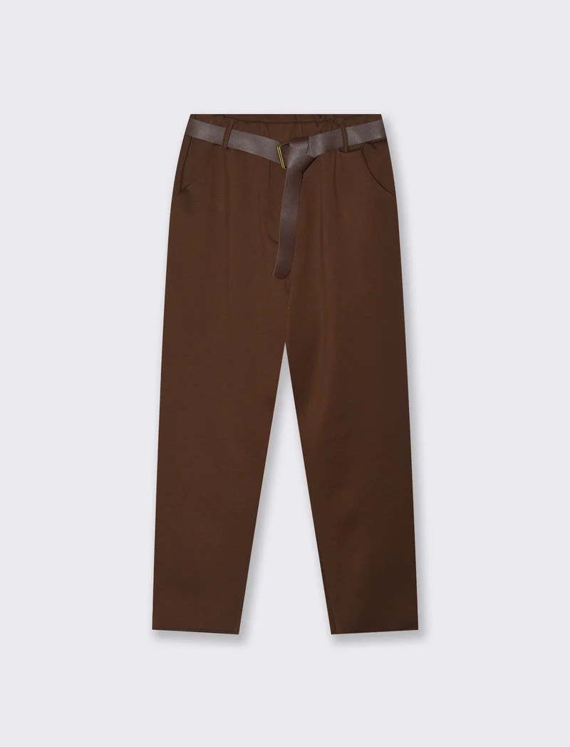 Pantalone in tessuto morbido con cintura - Moro