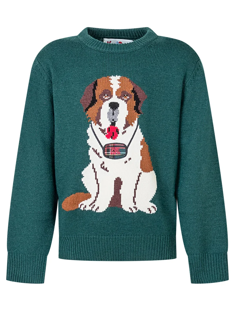 Maglione Verde con Cane MC2 Saint Barth Kids