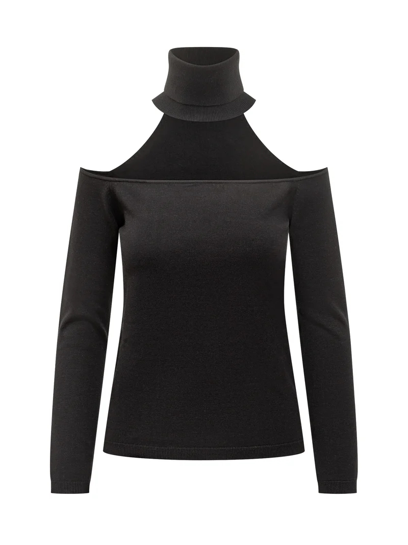Maglia Spalle Scoperte Nera Semicouture