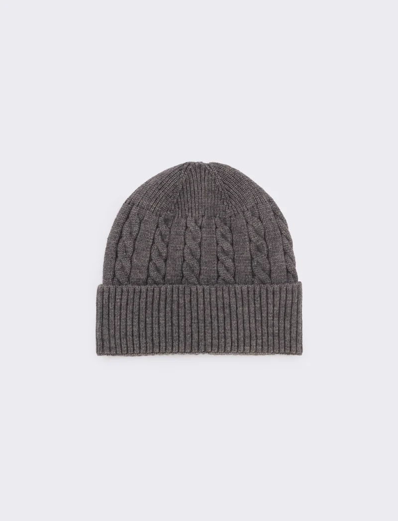 Cappello a coste con risvolto - Grigio