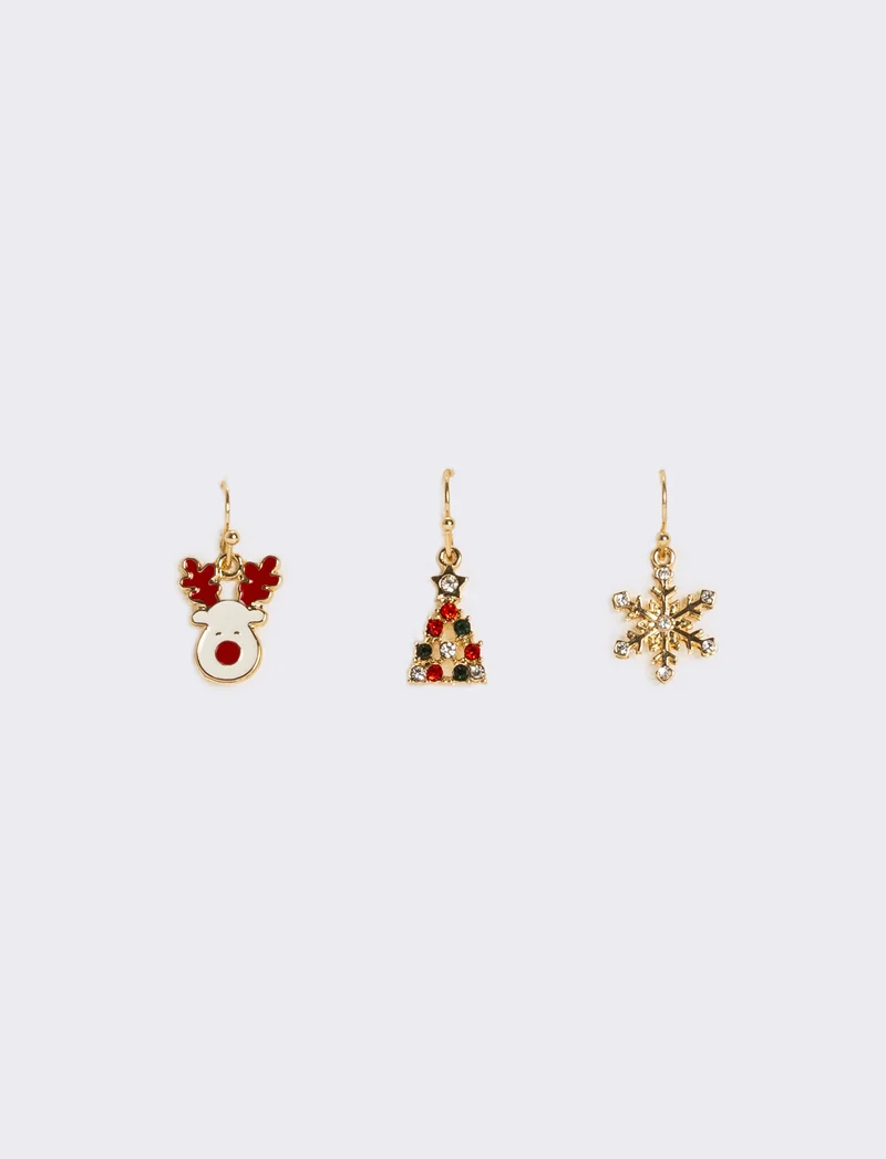 Orecchini donna card 3 paia natale - Multicolore