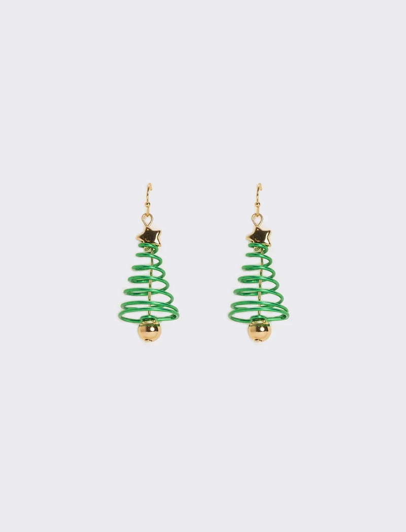 Orecchini donna albero natale spirale - Verde