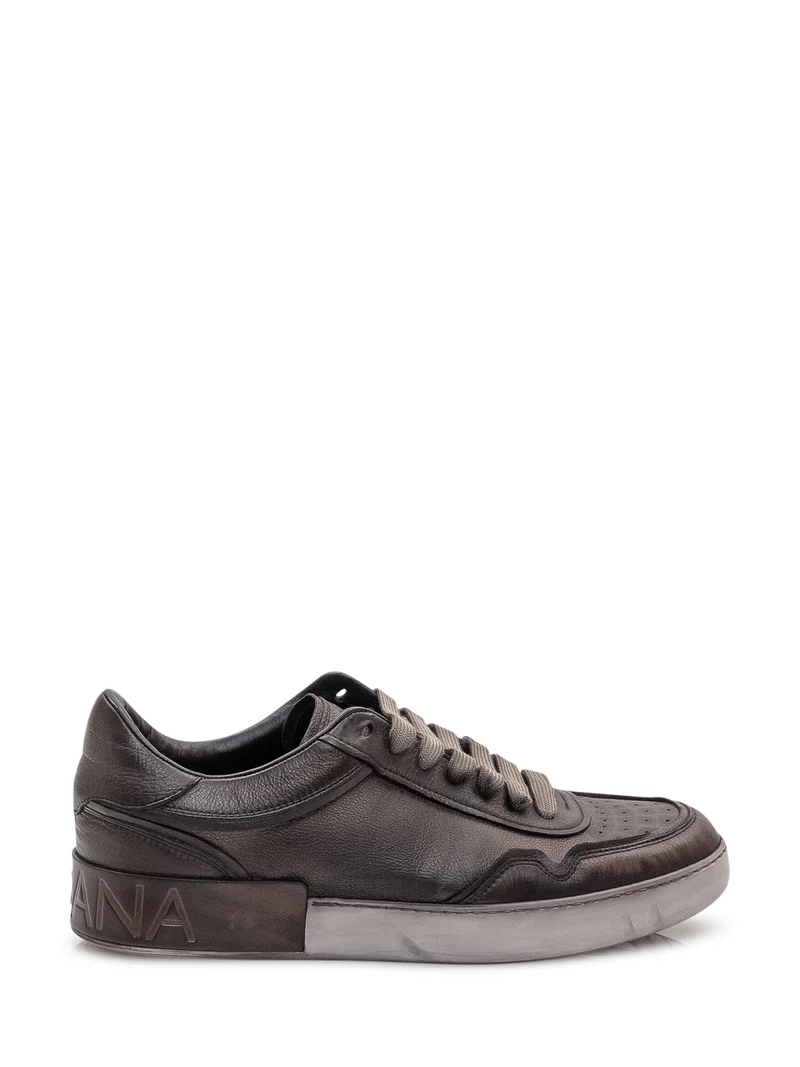Dolce & Gabbana Sneakers Vit Beck in Pelle Marrone