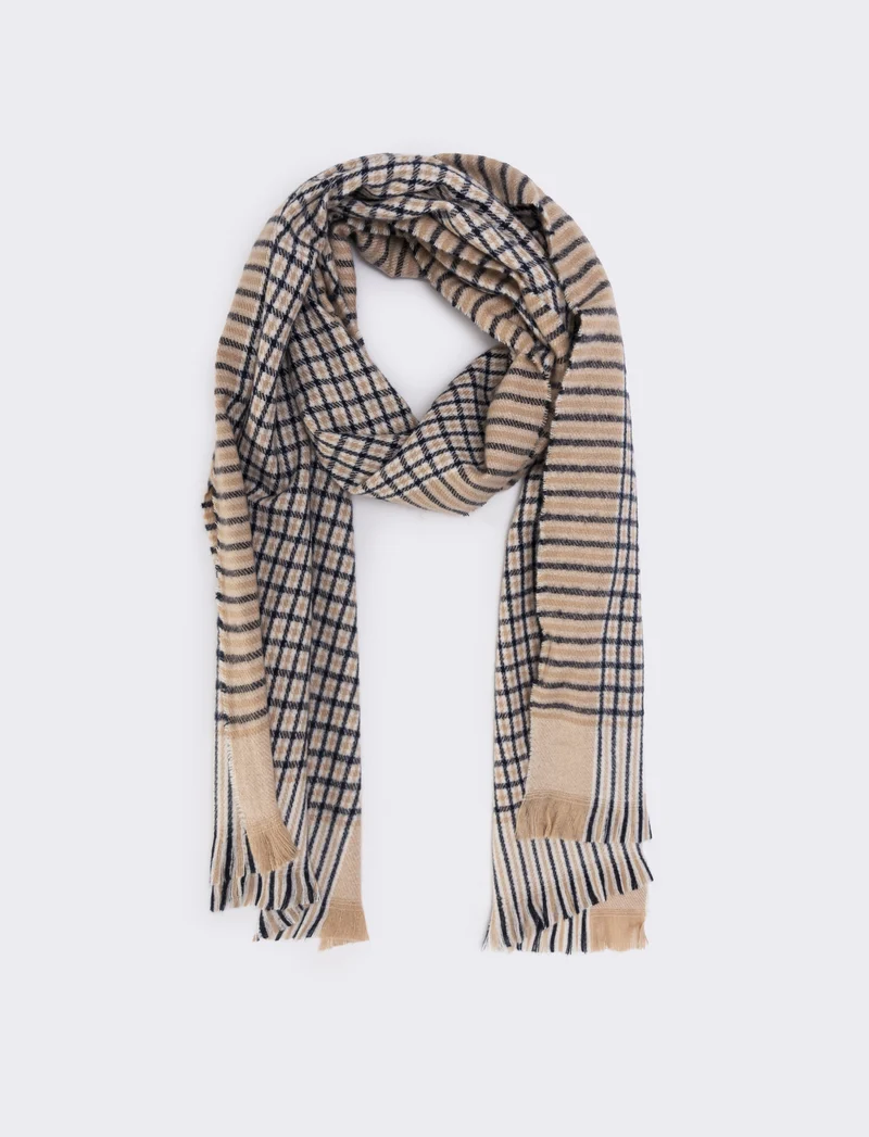 Sciarpa uomo quadri 180x70 - Beige