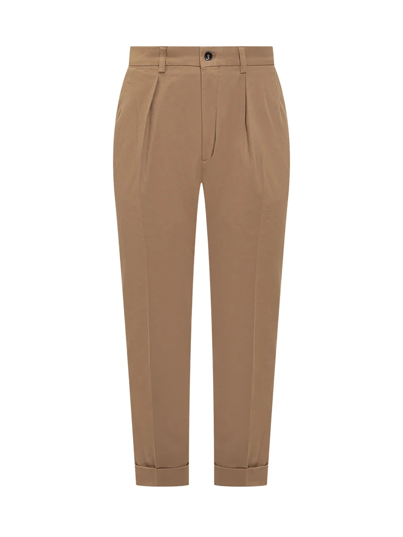 Pantaloni Incotex Beige con Pinces e Risvolto