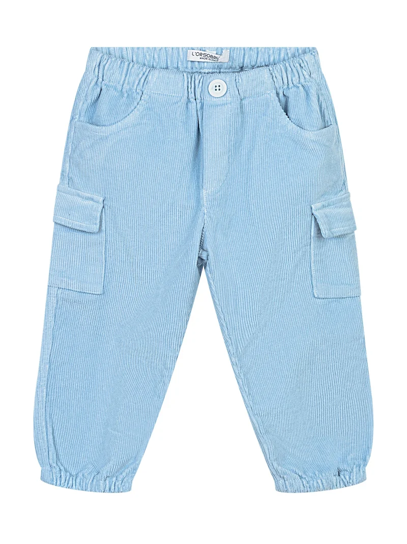 L Orso Bruno Pantaloni Cargo in Velluto Azzurro
