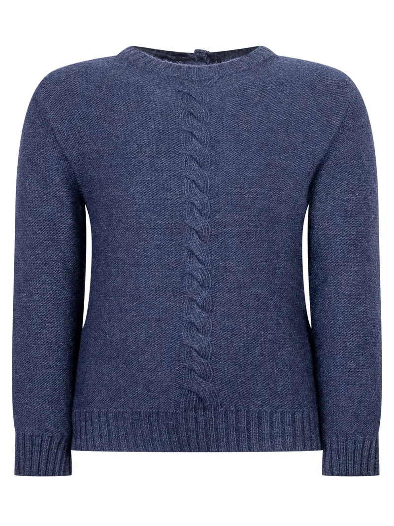 L Orso Bruno Maglione Blu con Treccia