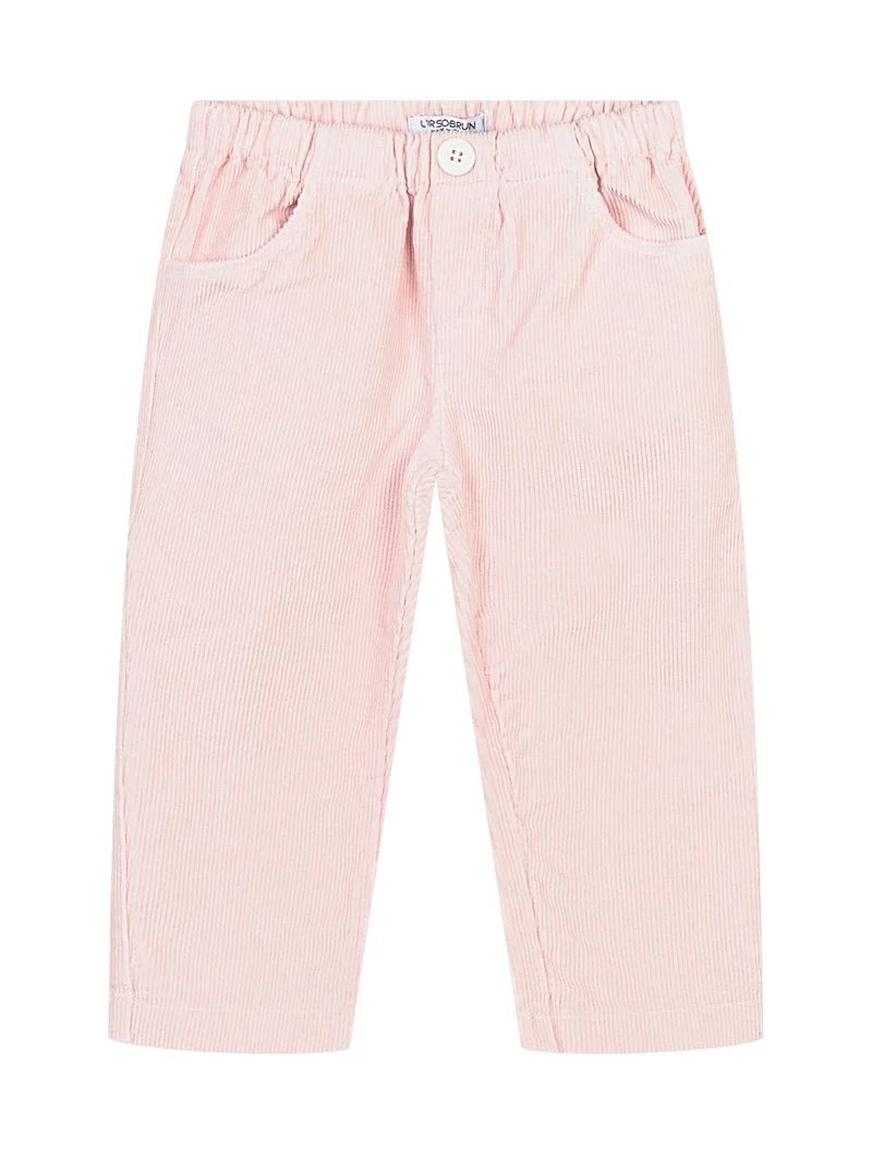 L Orso Bruno Pantaloni Rosa Chiaro in Velluto a Coste