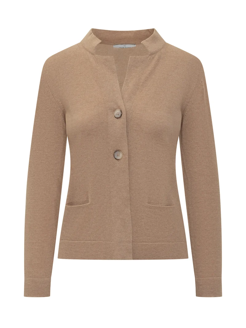 Gran Sasso Cardigan Beige in Lana con Bottoni