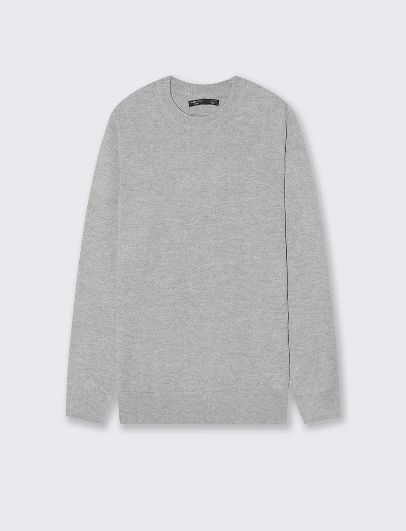MAGLIA BASIC IN FILATO EFFETTO LANA - Grigio mel.