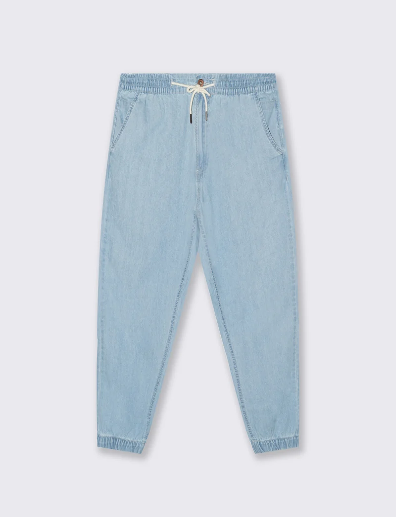 Jeans Chino Jogger Leggero e Slavato - Denim chiaro