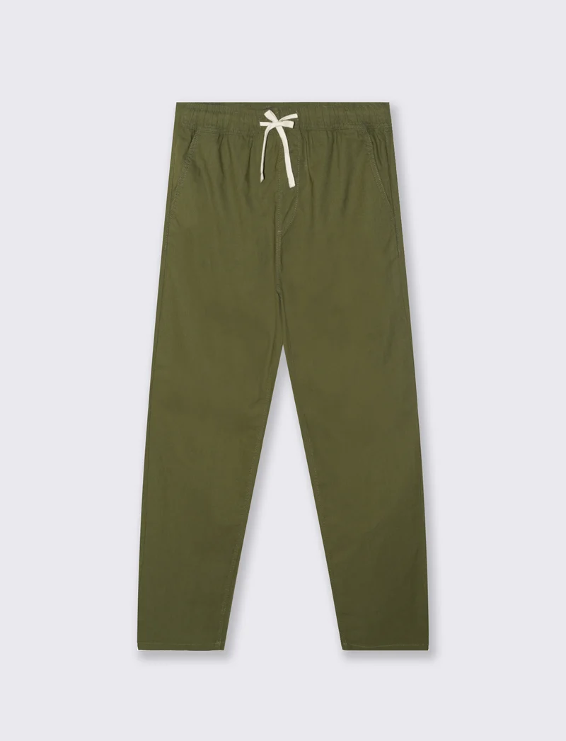 Pantaloni jogger in cotone con tasche - Verde oliva