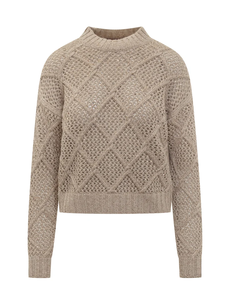 Max Mara Studio Maglione a Rombi con Filato Lurex