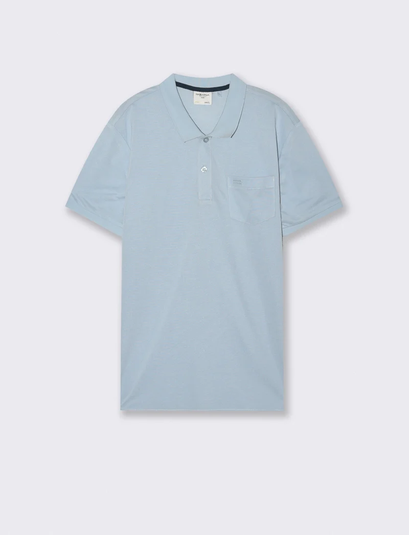 Polo basica con taschino e maniche corte - Celeste