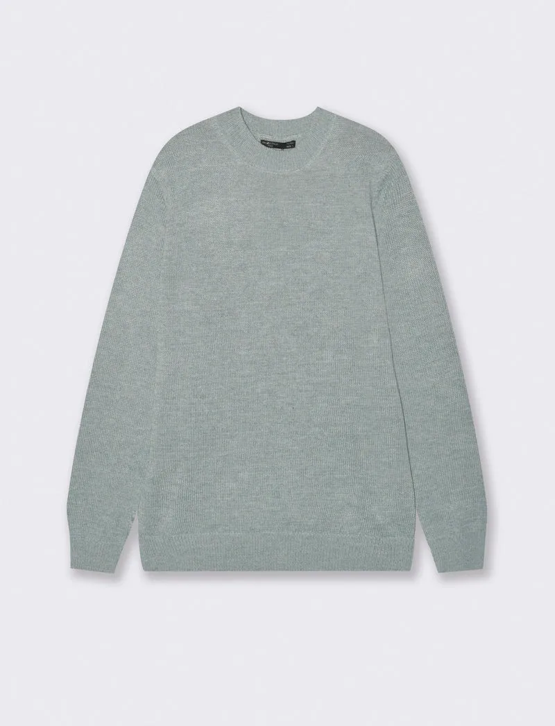 MAGLIA GIROCOLLO IN FILATO EFFETTO LANA - Verde chiaro