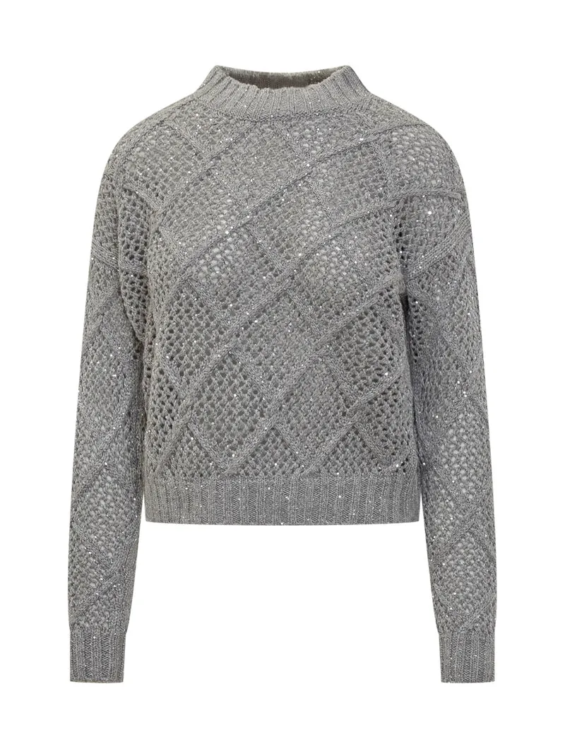 Max Mara Studio Maglia a Rombi con Filato Lamé