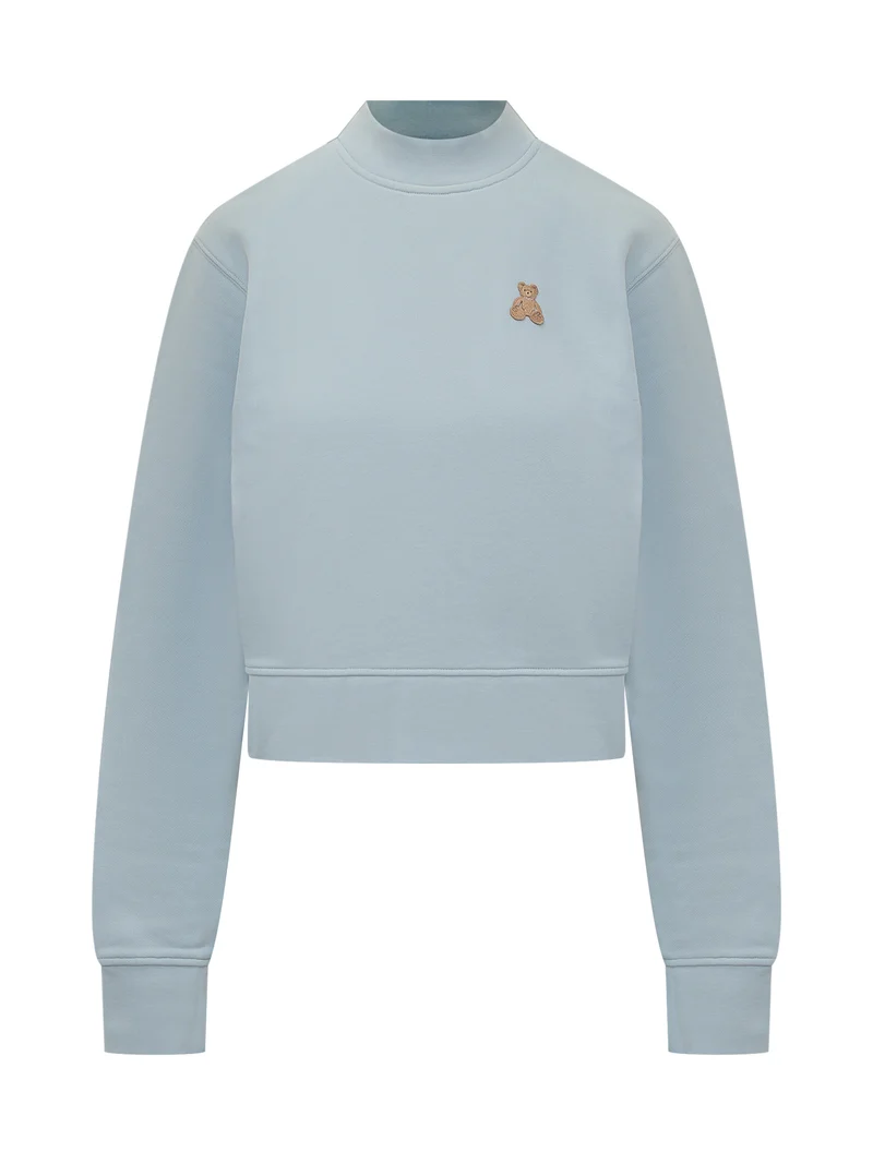 Palm Angels Felpa Azzurra con Orsetto Ricamato