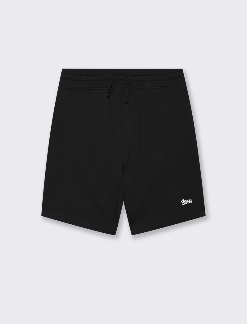 Bermuda in felpa con vita jogger - Nero