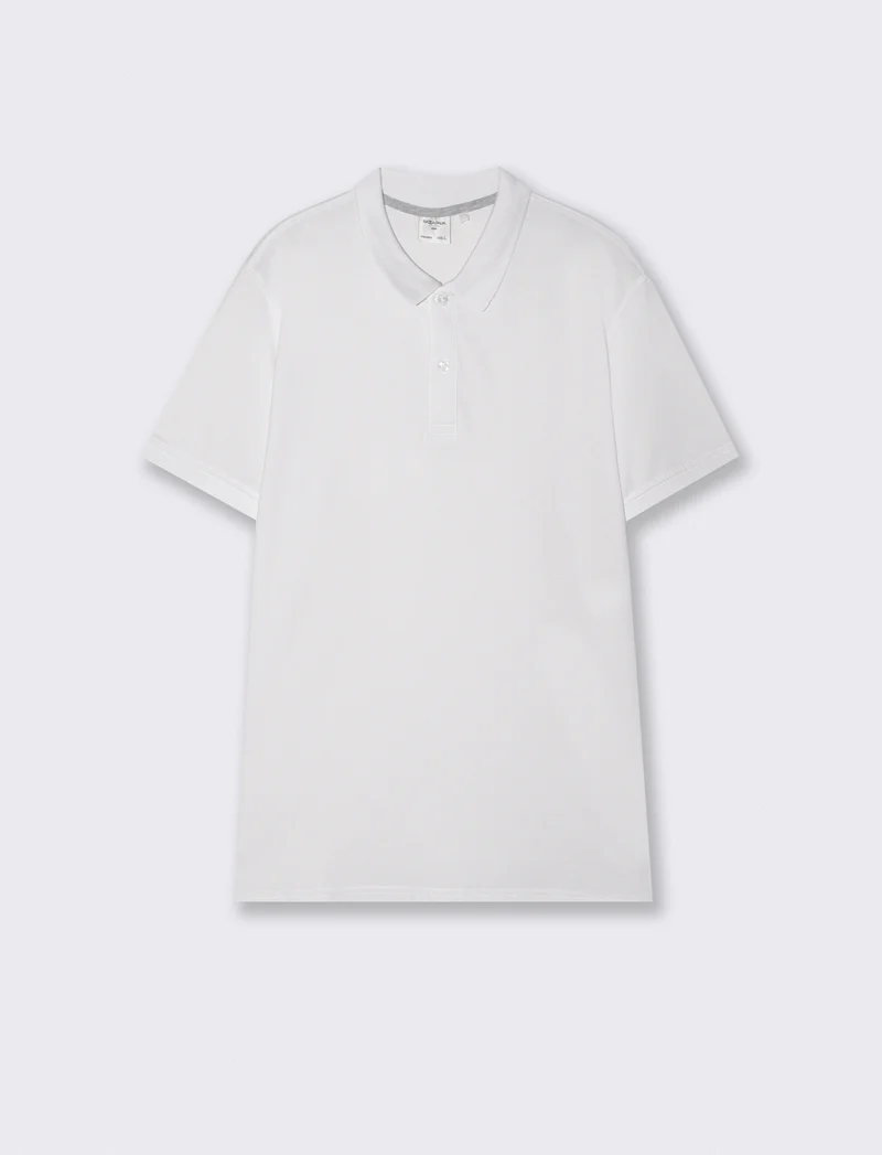 Polo Basica Regular Fit in Piquet - Bianco
