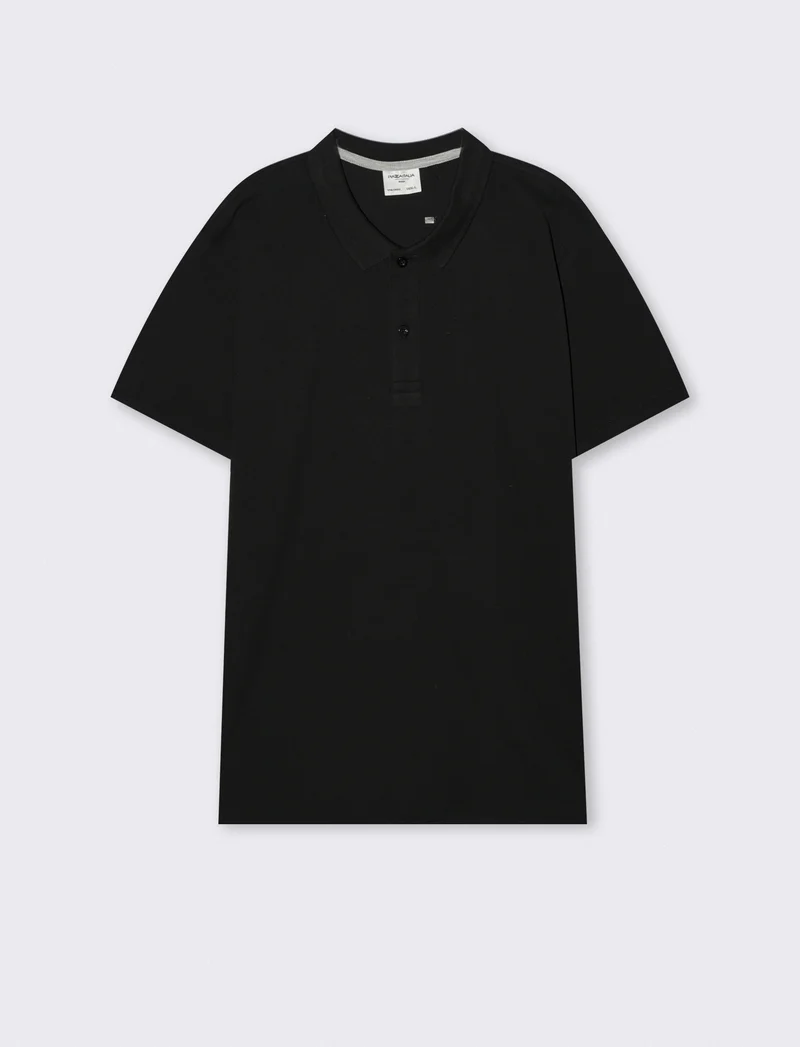 Polo Basica Regular Fit in Piquet - Nero